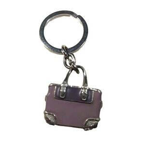 Coach Purple Metal purse Keychain Silver Tone Solid Metal